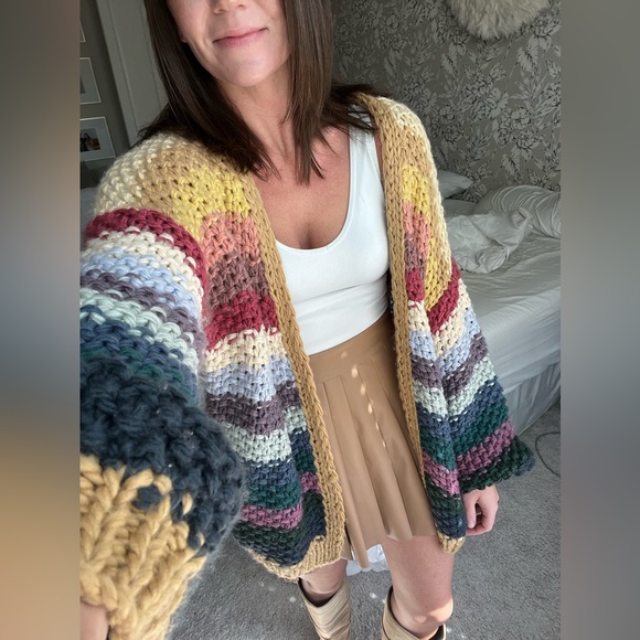 Colorful Cable Knit Cardigan - Picture 2 of 3